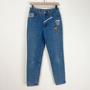 Rare Vintage Gasoline 100% Cotton Rigid Slim Tapered High Rise Patch Denim Jeans